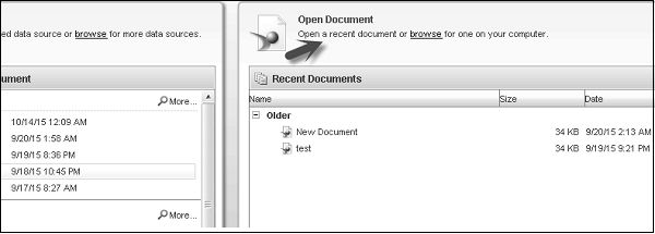 Open Document Panel