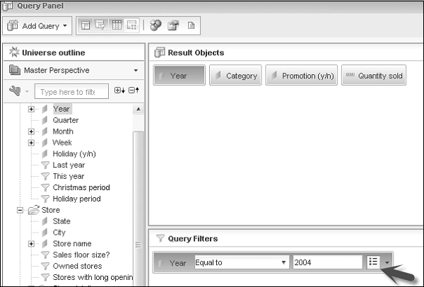 Query Filters Pane