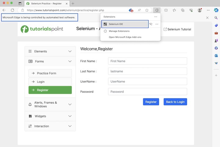 Selenium Edge Options 2