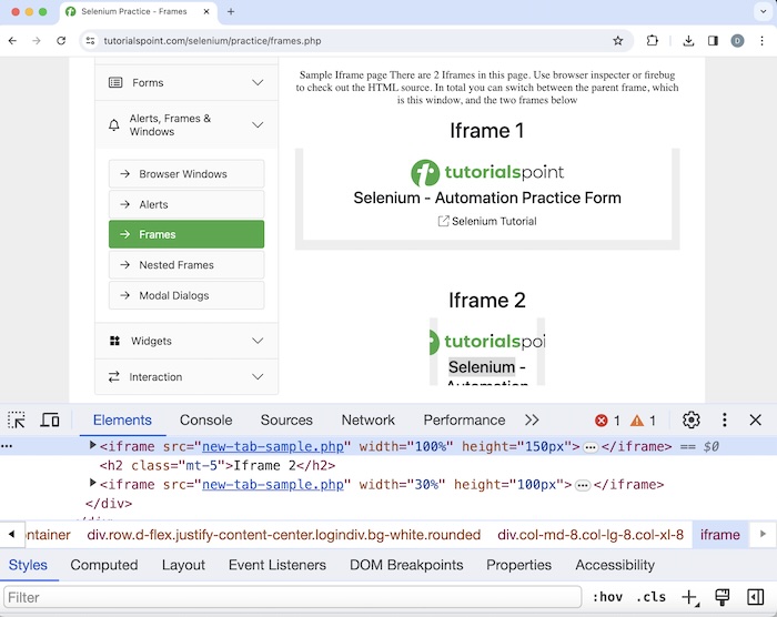 Selenium Handling IFrames 3