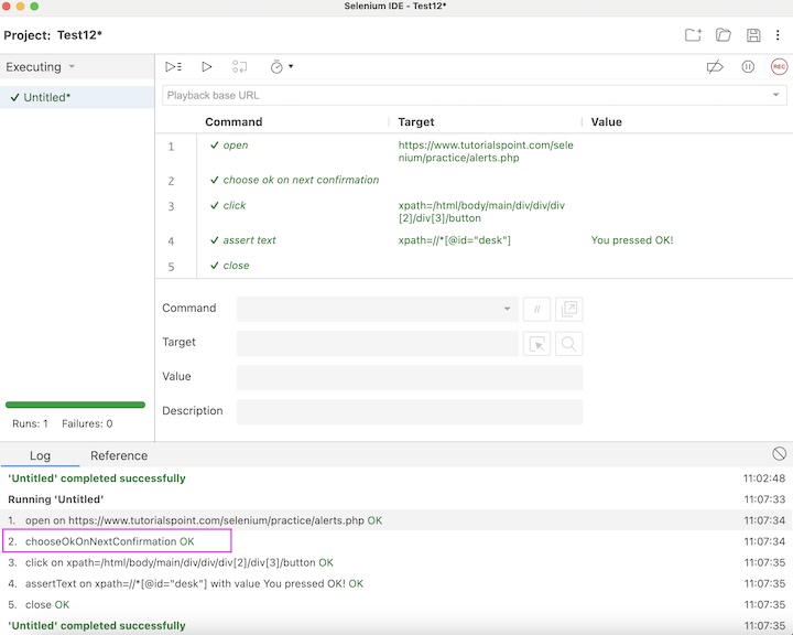 Selenium IDE Alerts & Popups 8