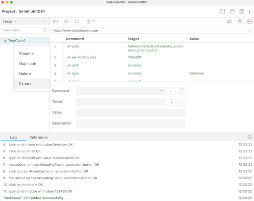 Selenium IDE Code Export 4