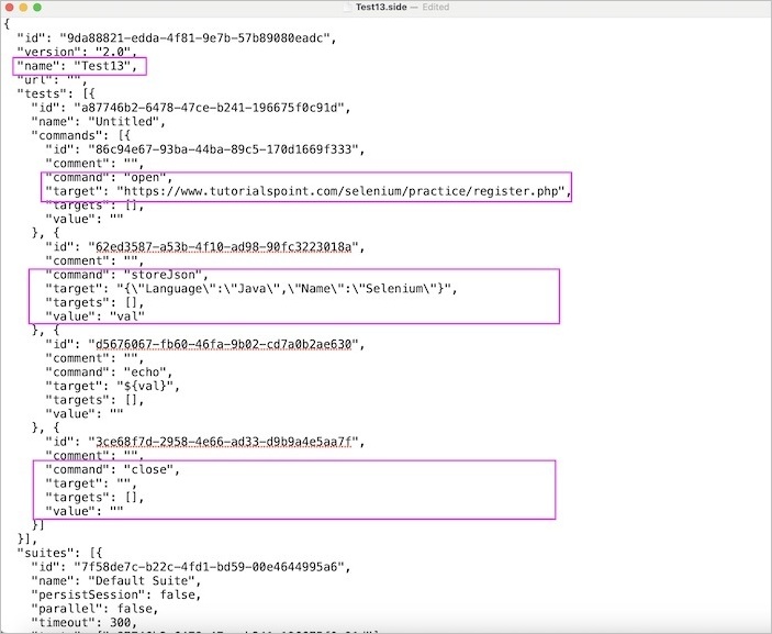 Selenium IDE Json Data File 3