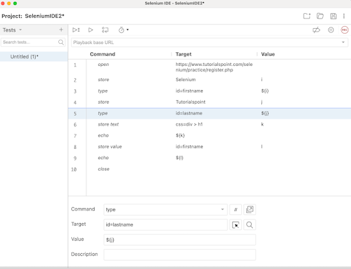 Selenium IDE Store Variables 7