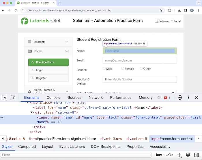 Selenium Locator Strategies 1