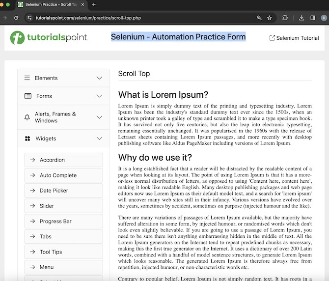 Selenium Scroll Operations 10