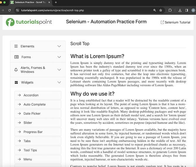 Selenium Scroll Operations 4