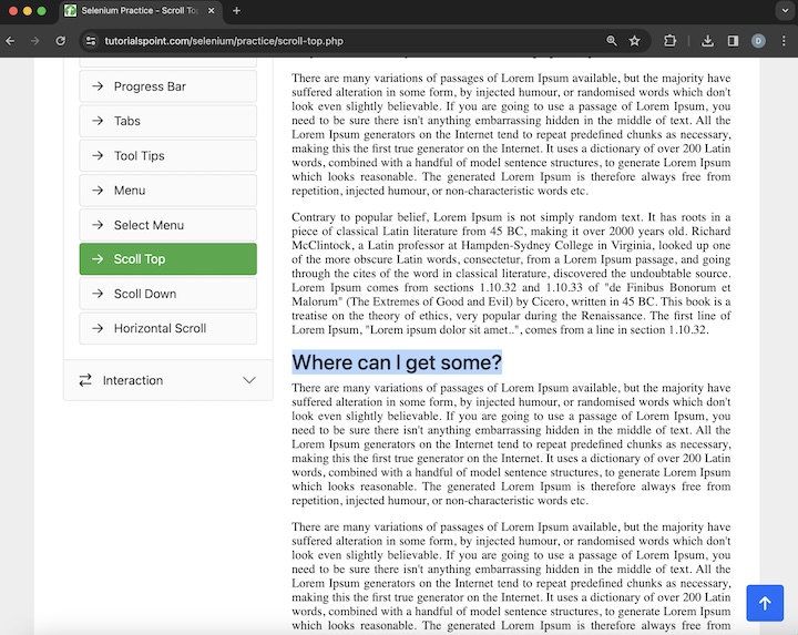 Selenium Scroll Operations 5