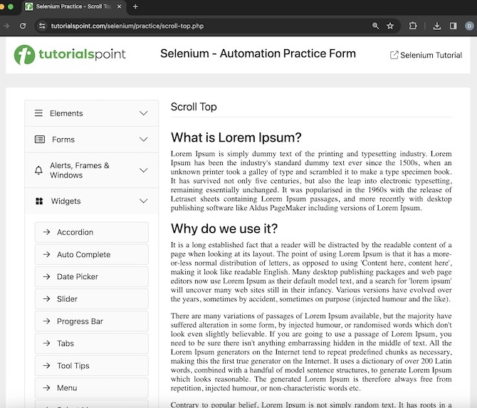 Selenium Scroll Operations 6