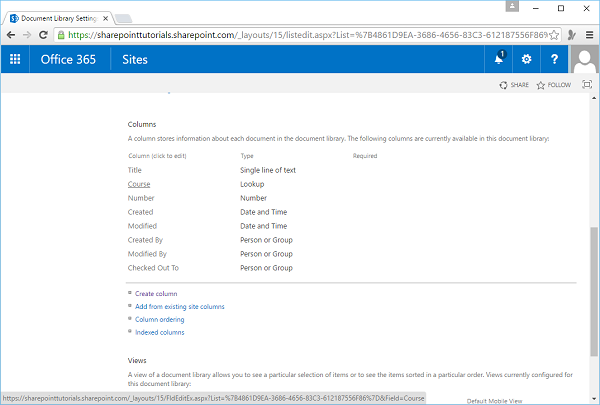 Library Settings Columns