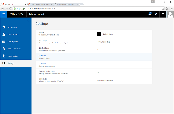 Office 365 Settings