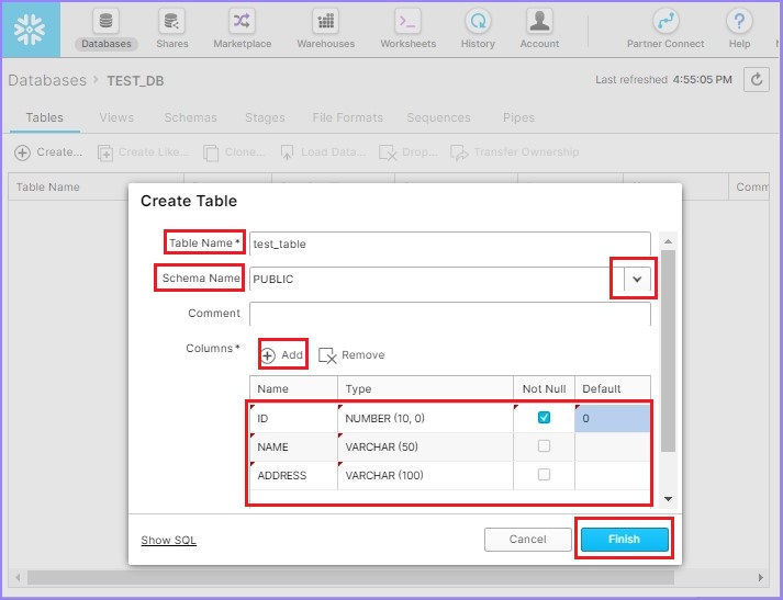 Adding Tables and Columns