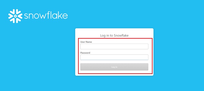 Snowflake Login Screen