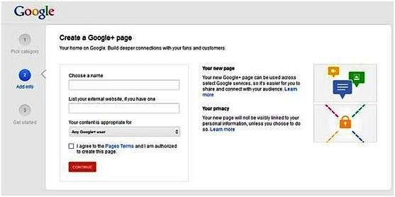 Create Google Plus Page