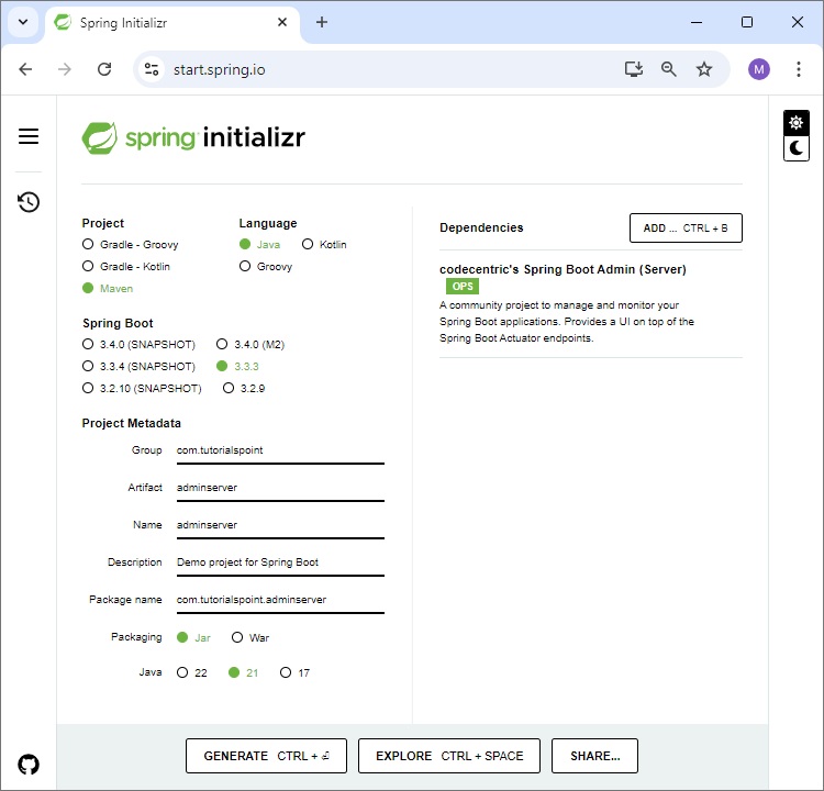 Creating Spring Admin Server