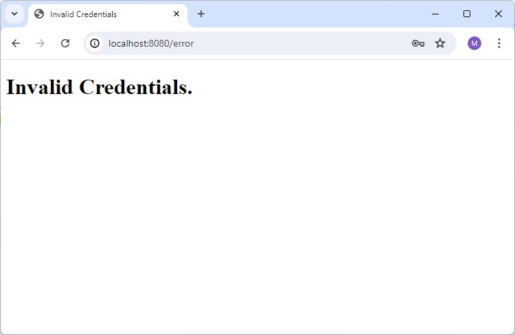 Invalid Credential