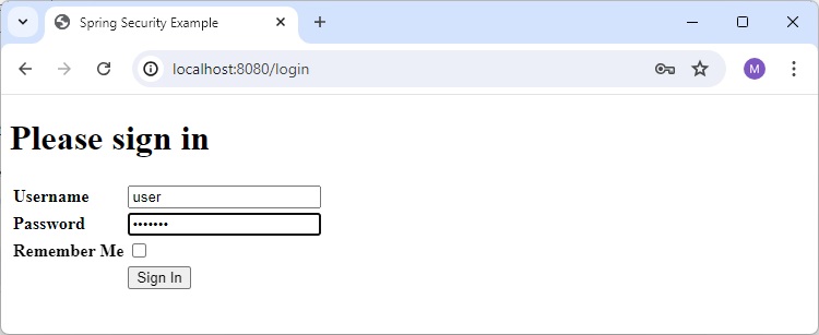 Login Page without RememberMe checked