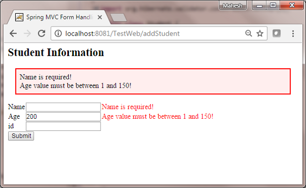 Spring Validation Result