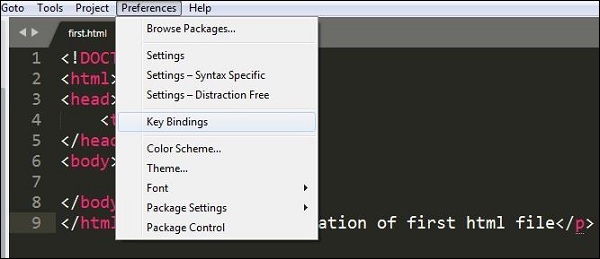 Key Bindings in Sublime Text1
