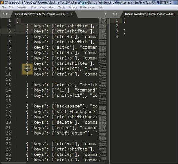 Key bindings in Sublime Text2