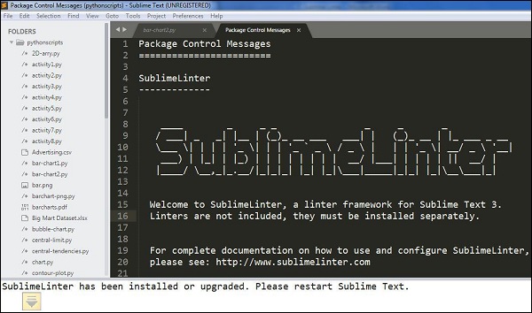 Sublime Linter Successful Installation