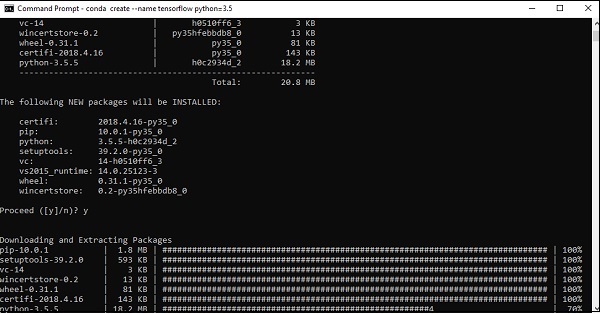 Installation of TensorFlow