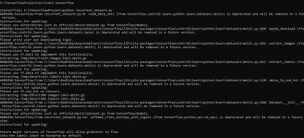 Recurrent Neural Networks Implementation Output