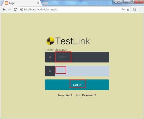 Login into TestLink