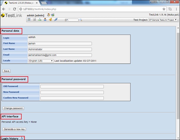 Settings Page