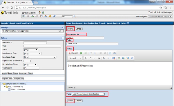 Step4 Create a Requirement