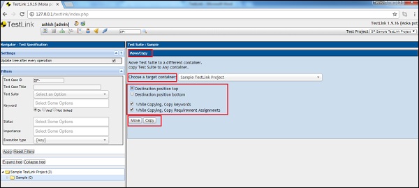 Step4 Move/Copy a Test Suite