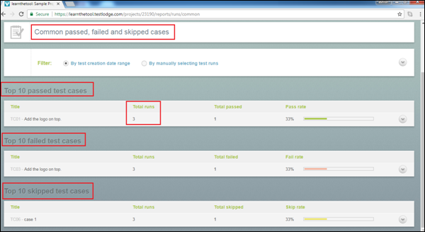 click Common Case Results Link