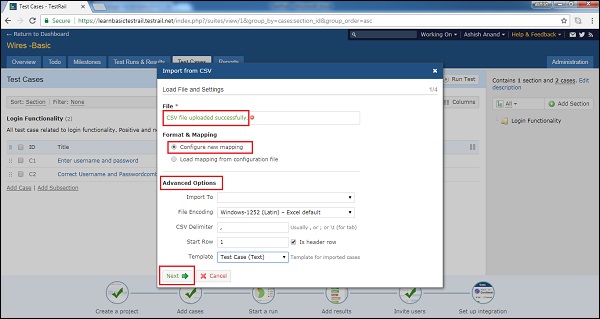 1st Step Of Import TestCases Process