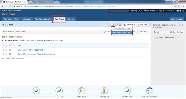 Import Test Cases