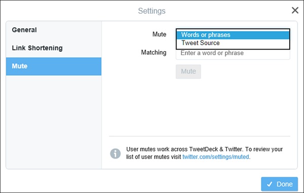 Mute Settings