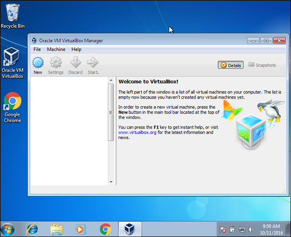 Launch Oracle VirtualBox