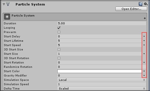 Particle system Properties