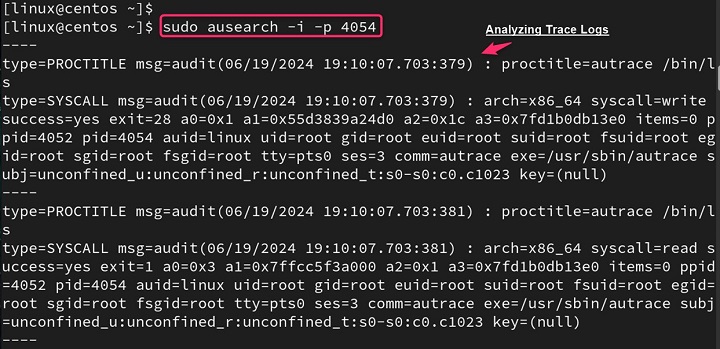 Analyzing Trace Logs with ausearch