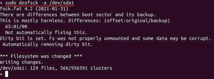 Checking and Repairing DOS Filesystem Automatically