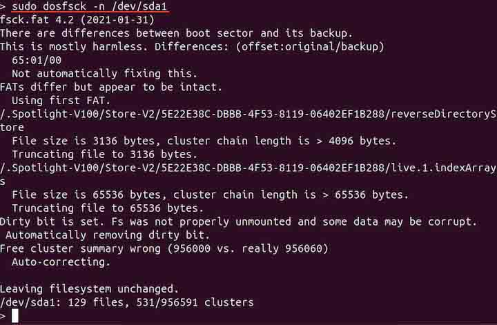 Checking DOS Filesystem for Errors Only