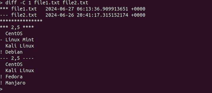 Comparing Two Files in Context Format 2