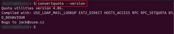 Confirmation convertquota Installation