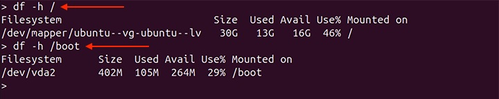 Displaying Disk Space of Mount Point df