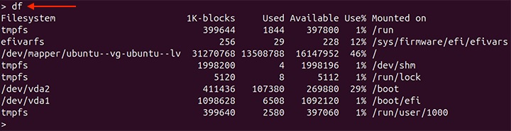 Displaying Disk Usage df command 1