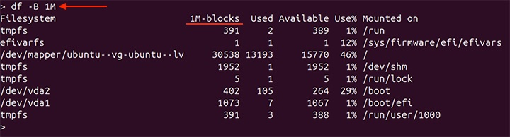 Displaying Disk Usage in Specific Block Size 1