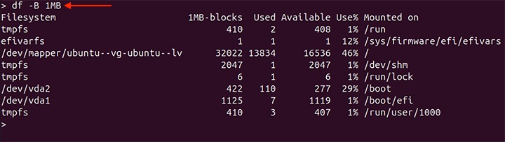 Displaying Disk Usage in Specific Block Size 2