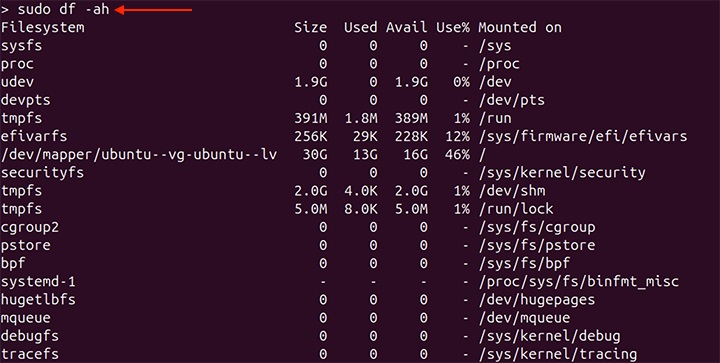 Displaying Disk Usage of All File Systems