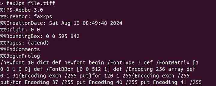 Displaying TIFF PostScript to Standard Output 1