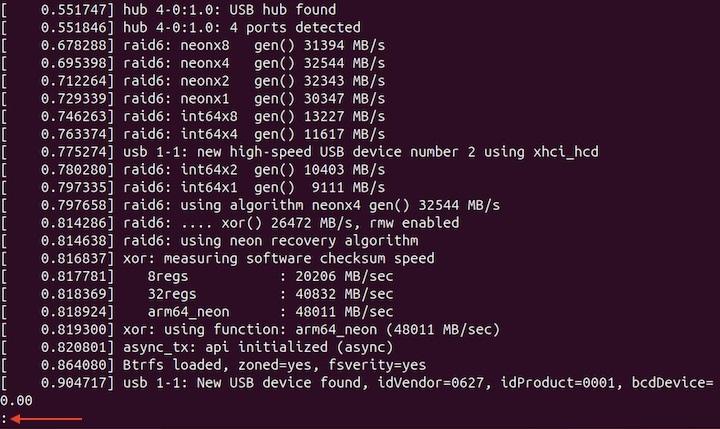 dmesg Command Output in Scrollable Format