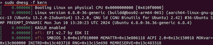 dmesg Command Output using Facilities 1